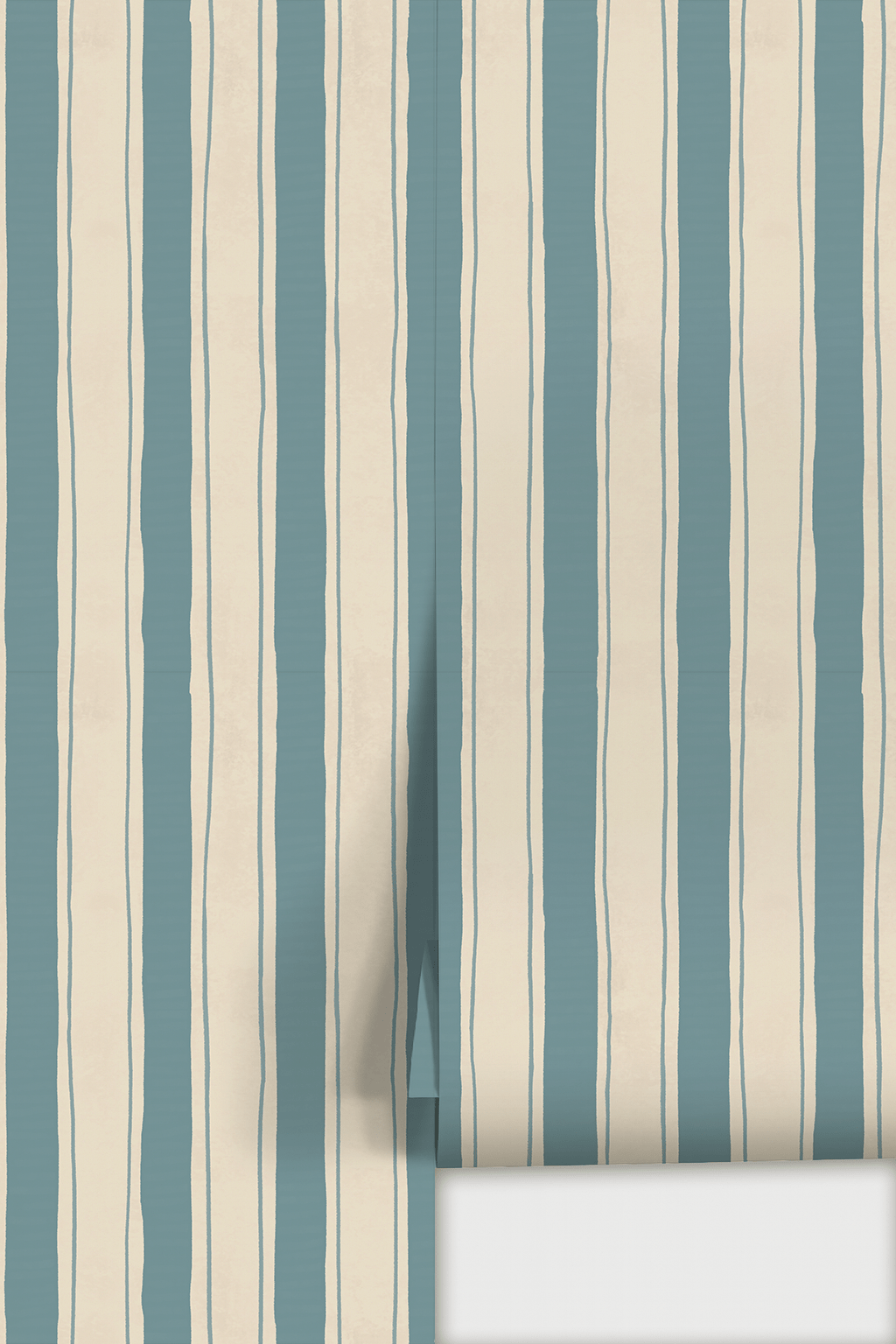 Riviera Stripe Wallpaper, off - white and dusty blue - mosswell.us
