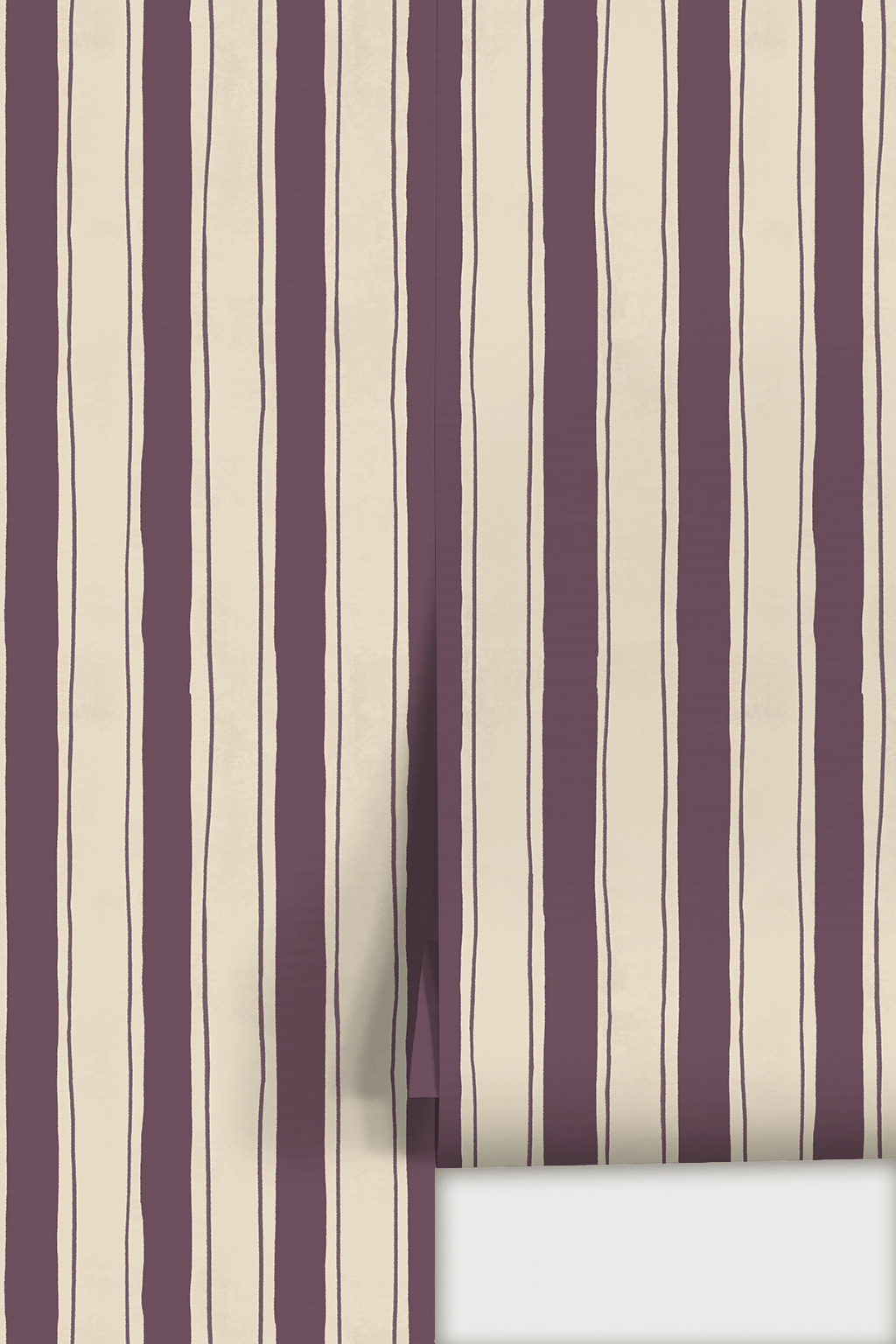 Riviera Stripe Wallpaper, off - white and eggplant - mosswell.us