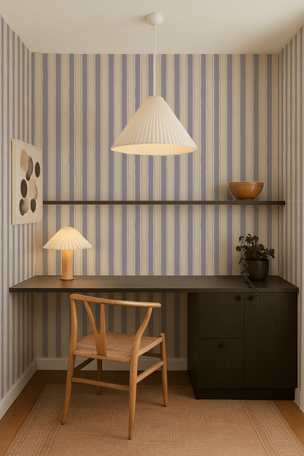 Riviera Stripe Wallpaper, off - white and lavender - mosswell.us