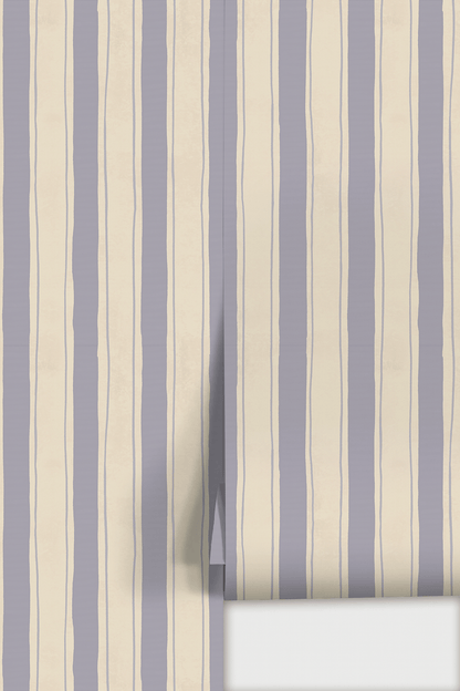 Riviera Stripe Wallpaper, off - white and lavender - mosswell.us