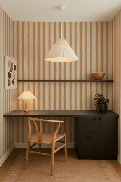 Riviera Stripe Wallpaper, off - white and orange creamsicle - mosswell.us