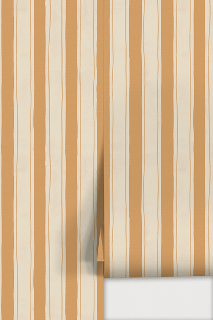 Riviera Stripe Wallpaper, off - white and orange creamsicle - mosswell.us