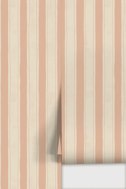 Riviera Stripe Wallpaper, off - white and peach - mosswell.us