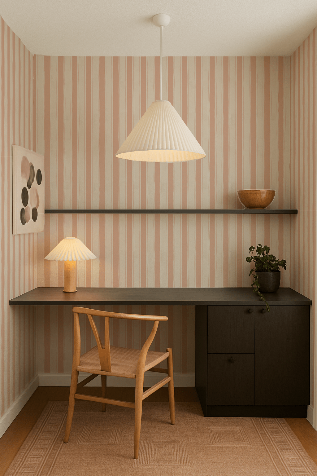 Riviera Stripe Wallpaper, off - white and peach - mosswell.us
