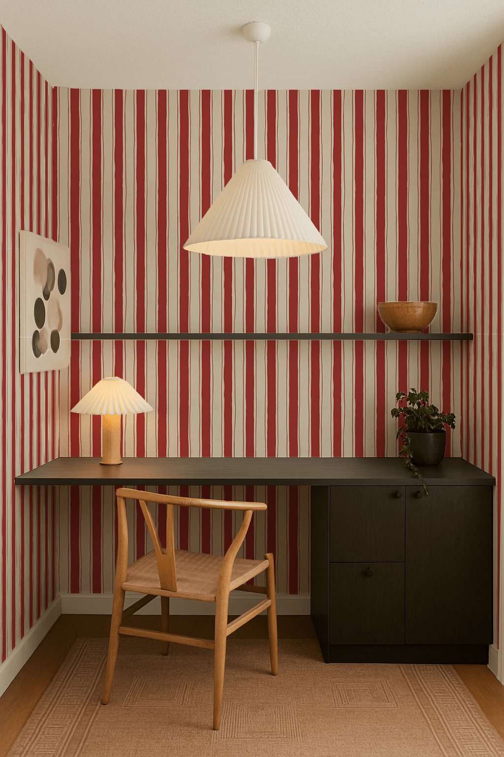 Riviera Stripe Wallpaper, off - white and red - mosswell.us