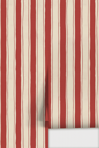 Riviera Stripe Wallpaper, off - white and red - mosswell.us