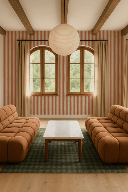 Riviera Stripe Wallpaper, off - white and rust - mosswell.us
