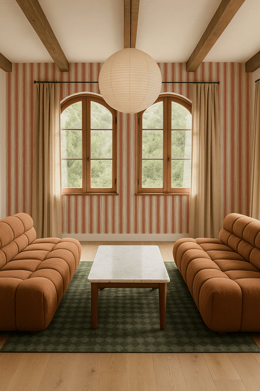 Riviera Stripe Wallpaper, off - white and rust - mosswell.us
