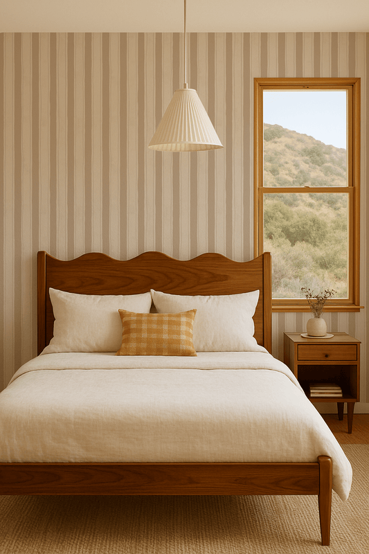 Riviera Stripe Wallpaper, off - white and tan - mosswell.us