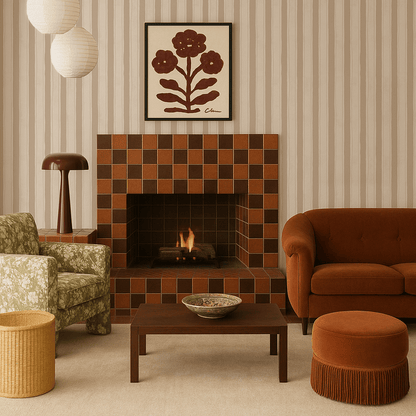 Riviera Stripe Wallpaper, off - white and tan - mosswell.us