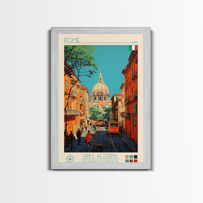 Rome Italy Travel Poster Framed Canvas Print, Midcentury Modern Art, Pop Art Wall Decor, Home Decor, Vacation Gift, Office Art - mosswell.us