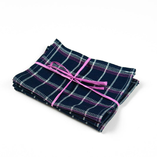 San Lucas Plaid Navy Cocktail Napkins Set of 4 - mosswell.us