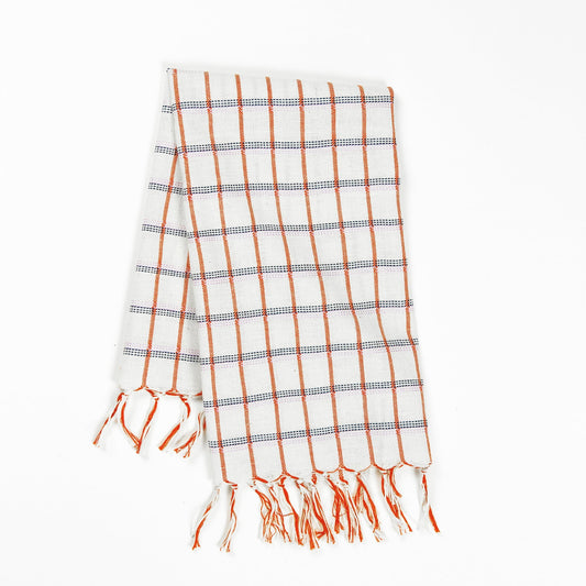 San Lucas Plaid White & Orange Kitchen Towel - mosswell.us