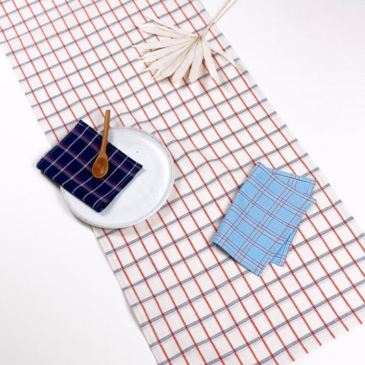 San Lucas Plaid White & Orange Table Runner - mosswell.us