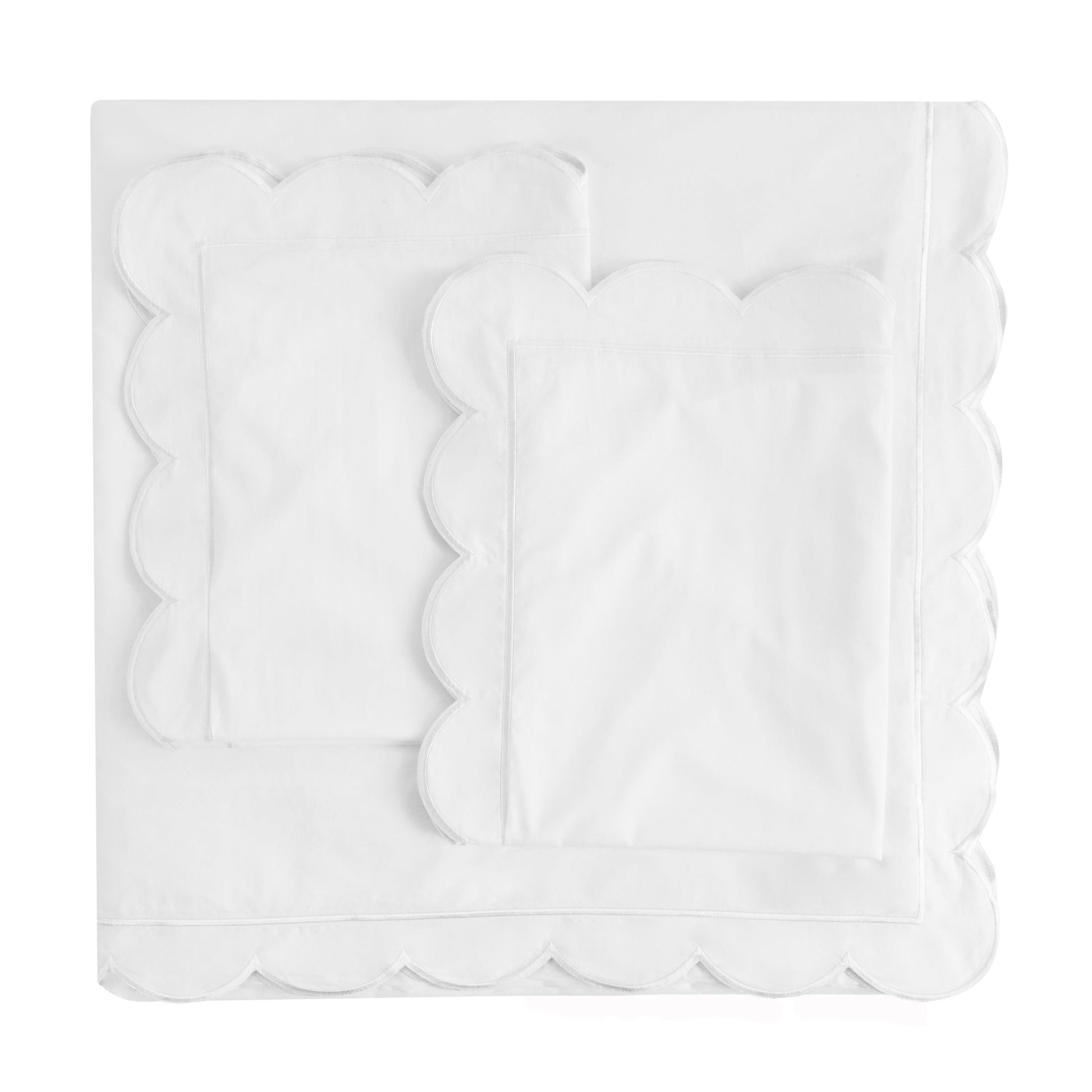 Scallop Frame Embroidered Cotton Percale Duvet Set - mosswell.us
