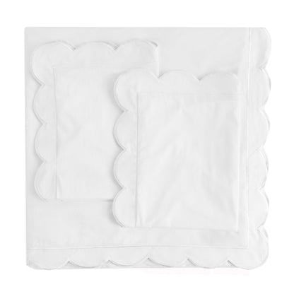 Scallop Frame Embroidered Cotton Percale Duvet Set - mosswell.us