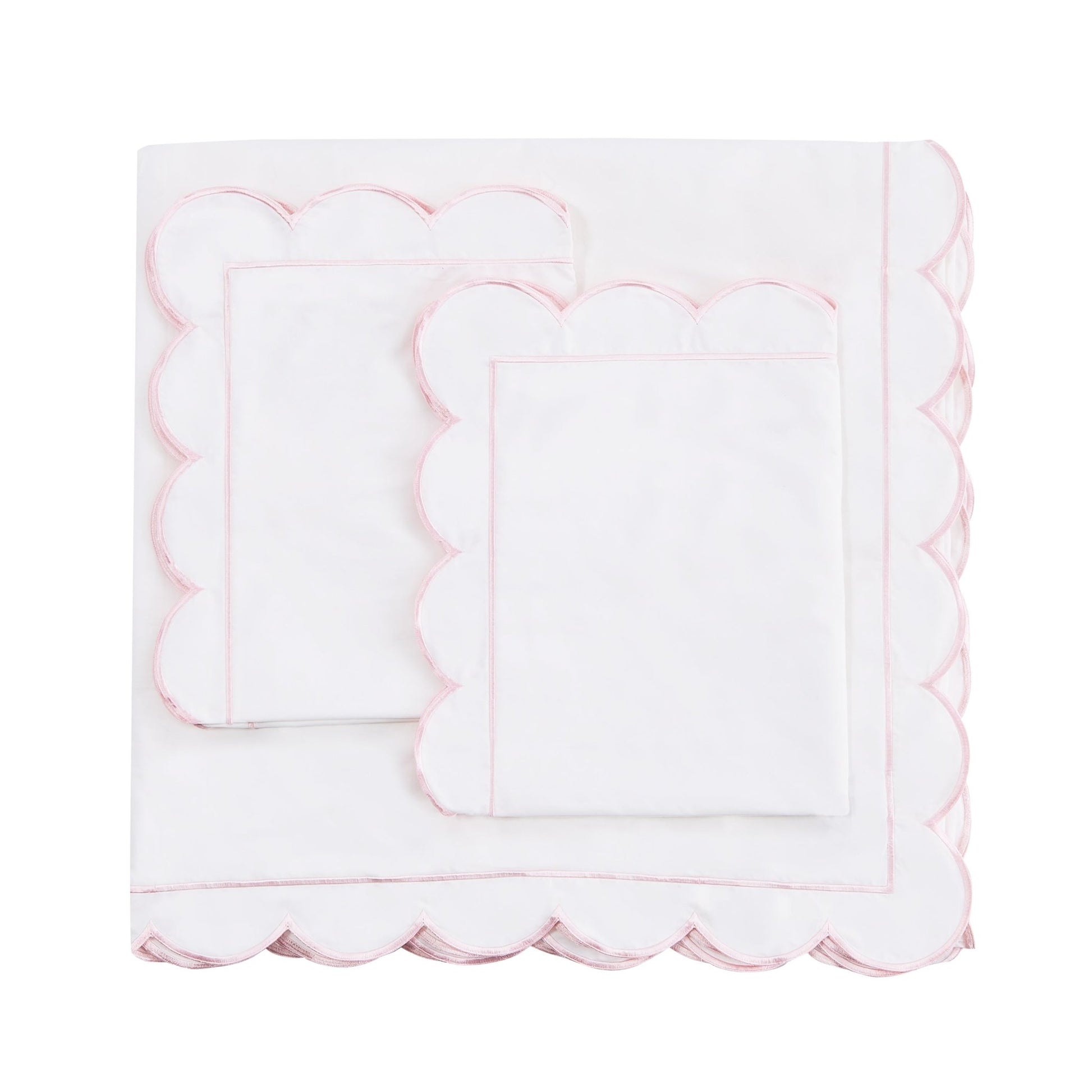 Scallop Frame Embroidered Cotton Percale Duvet Set - mosswell.us