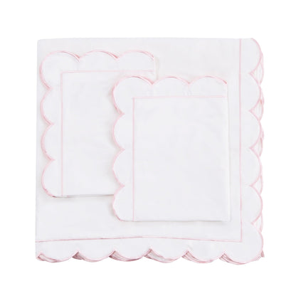 Scallop Frame Embroidered Cotton Percale Duvet Set - mosswell.us
