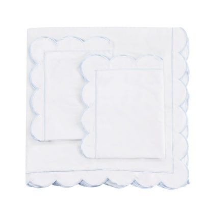 Scallop Frame Embroidered Cotton Percale Duvet Set - mosswell.us