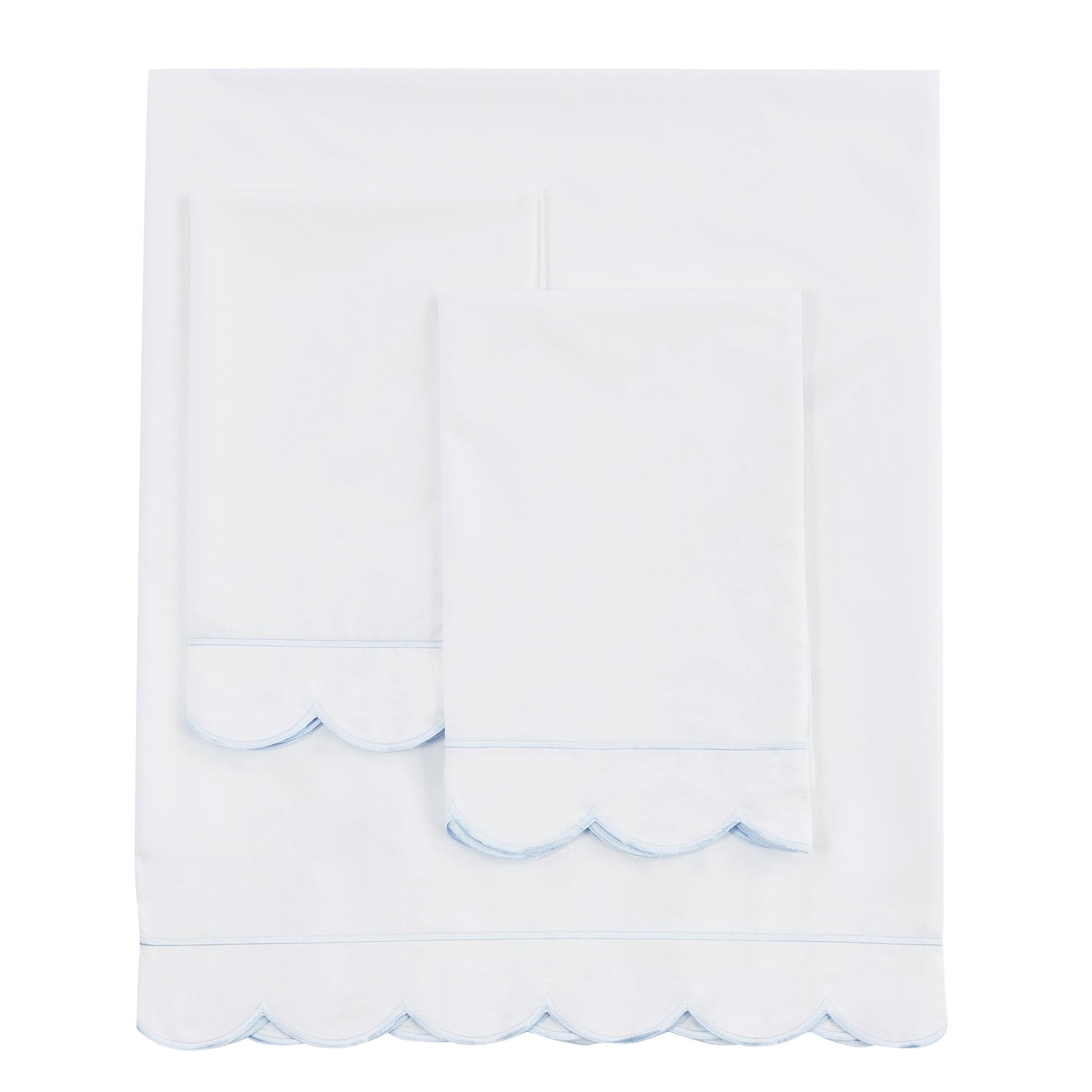 Scallop Frame Embroidered Cotton Percale Sheet Set - mosswell.us
