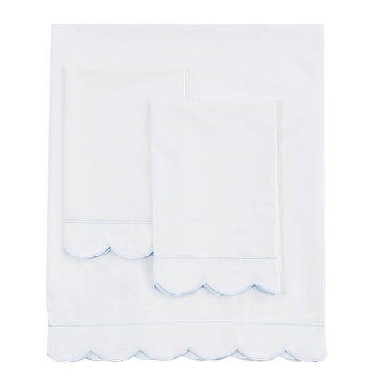 Scallop Frame Embroidered Cotton Percale Sheet Set - mosswell.us