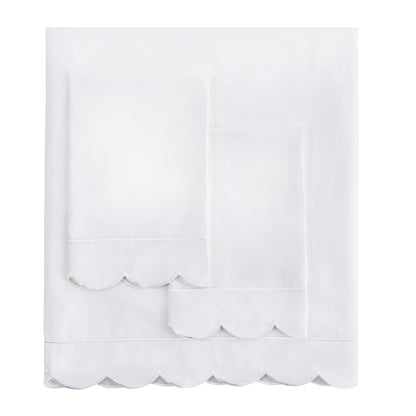 Scallop Frame Embroidered Cotton Percale Sheet Set - mosswell.us