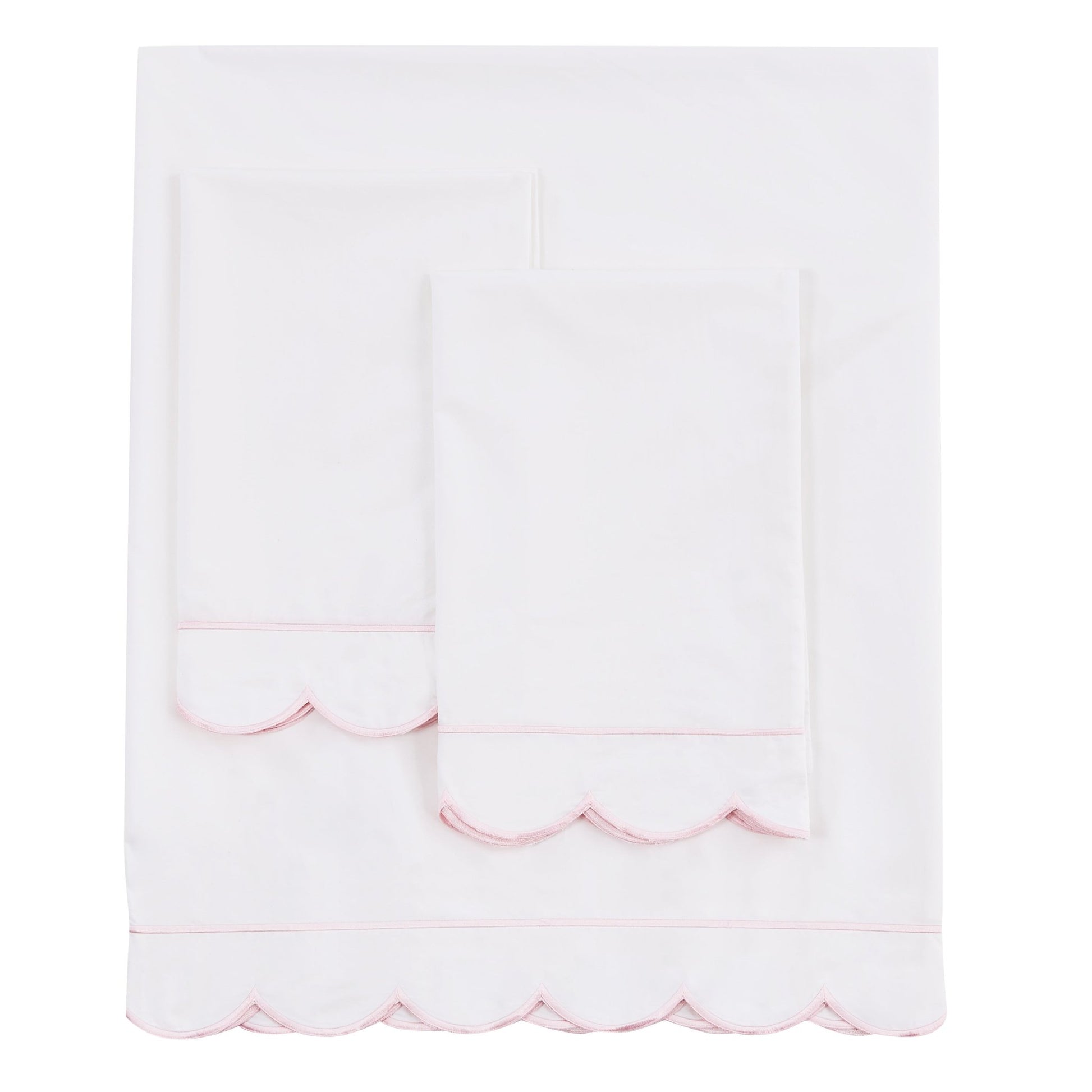 Scallop Frame Embroidered Cotton Percale Sheet Set - mosswell.us