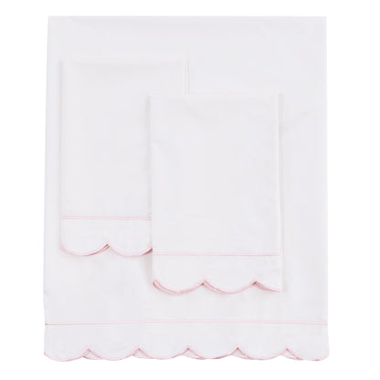 Scallop Frame Embroidered Cotton Percale Sheet Set - mosswell.us