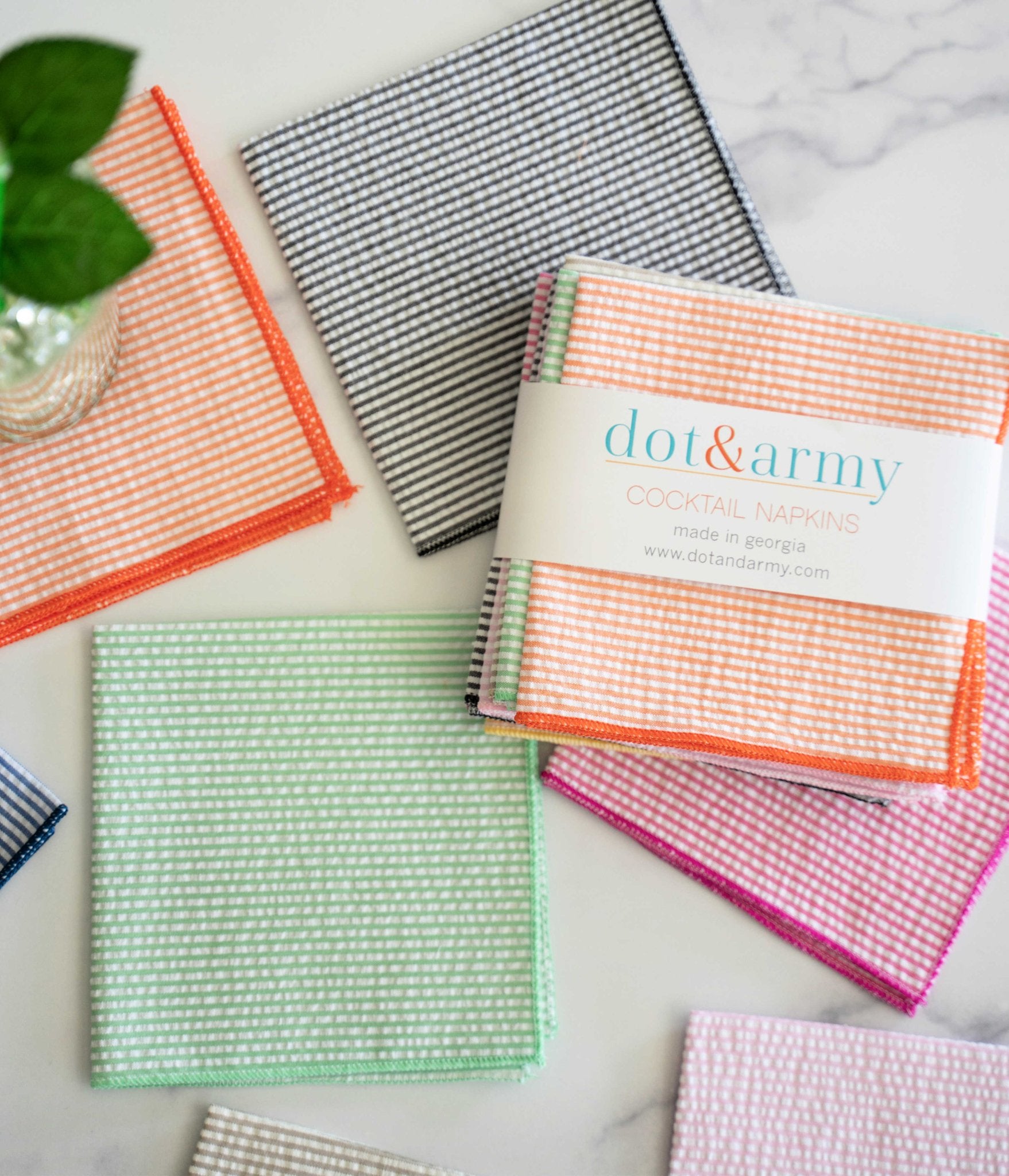 Seersucker Cloth Napkins - Vibrant, Easy - Care - set of eight - mosswell.us