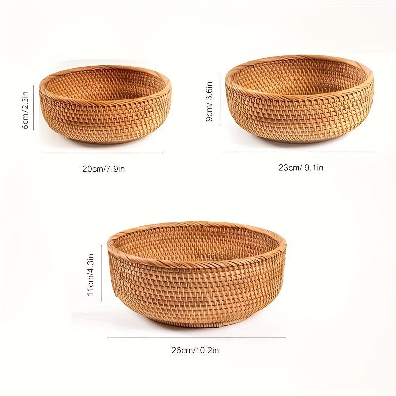 Set of 1 or 3 Rattan Decorative Woven Baskets - mosswell.us