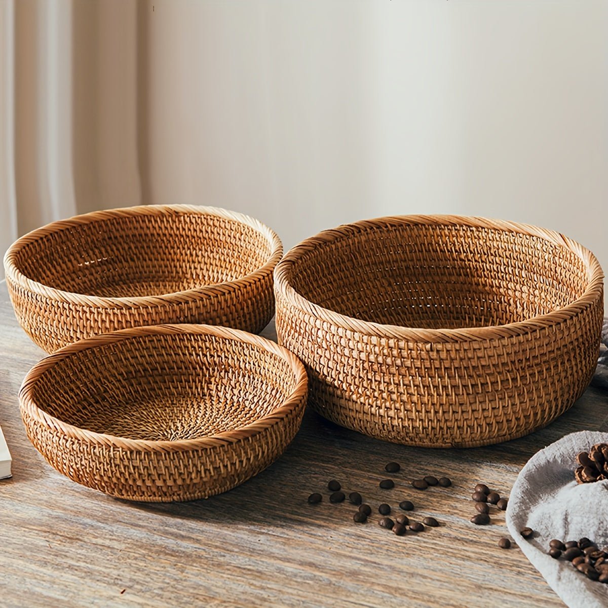 Set of 1 or 3 Rattan Decorative Woven Baskets - mosswell.us