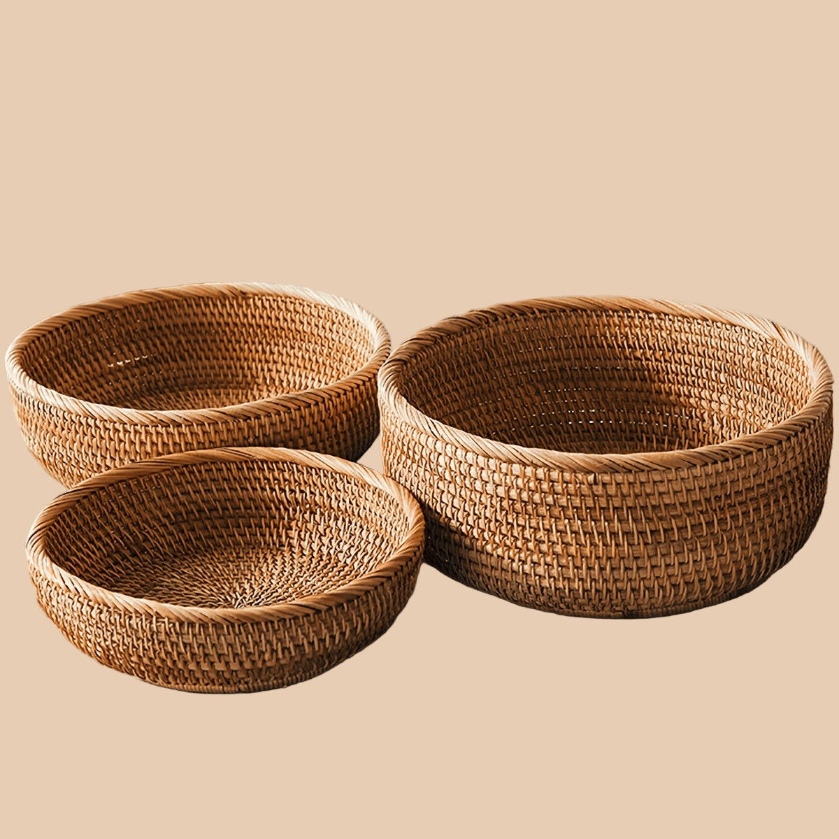 Set of 1 or 3 Rattan Decorative Woven Baskets - mosswell.us