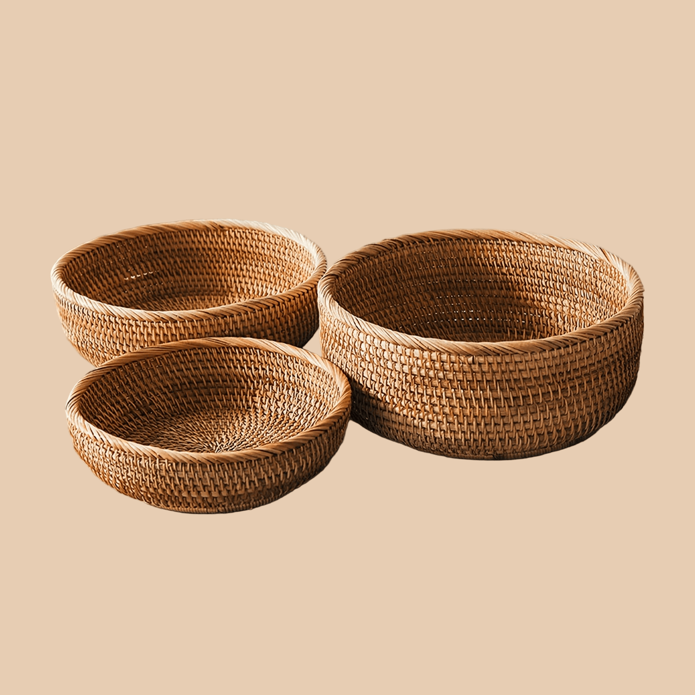 Set of 1 or 3 Rattan Decorative Woven Baskets