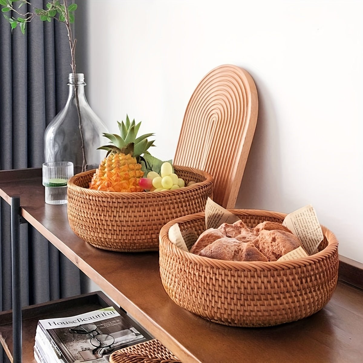 Set of 1 or 3 Rattan Decorative Woven Baskets - mosswell.us