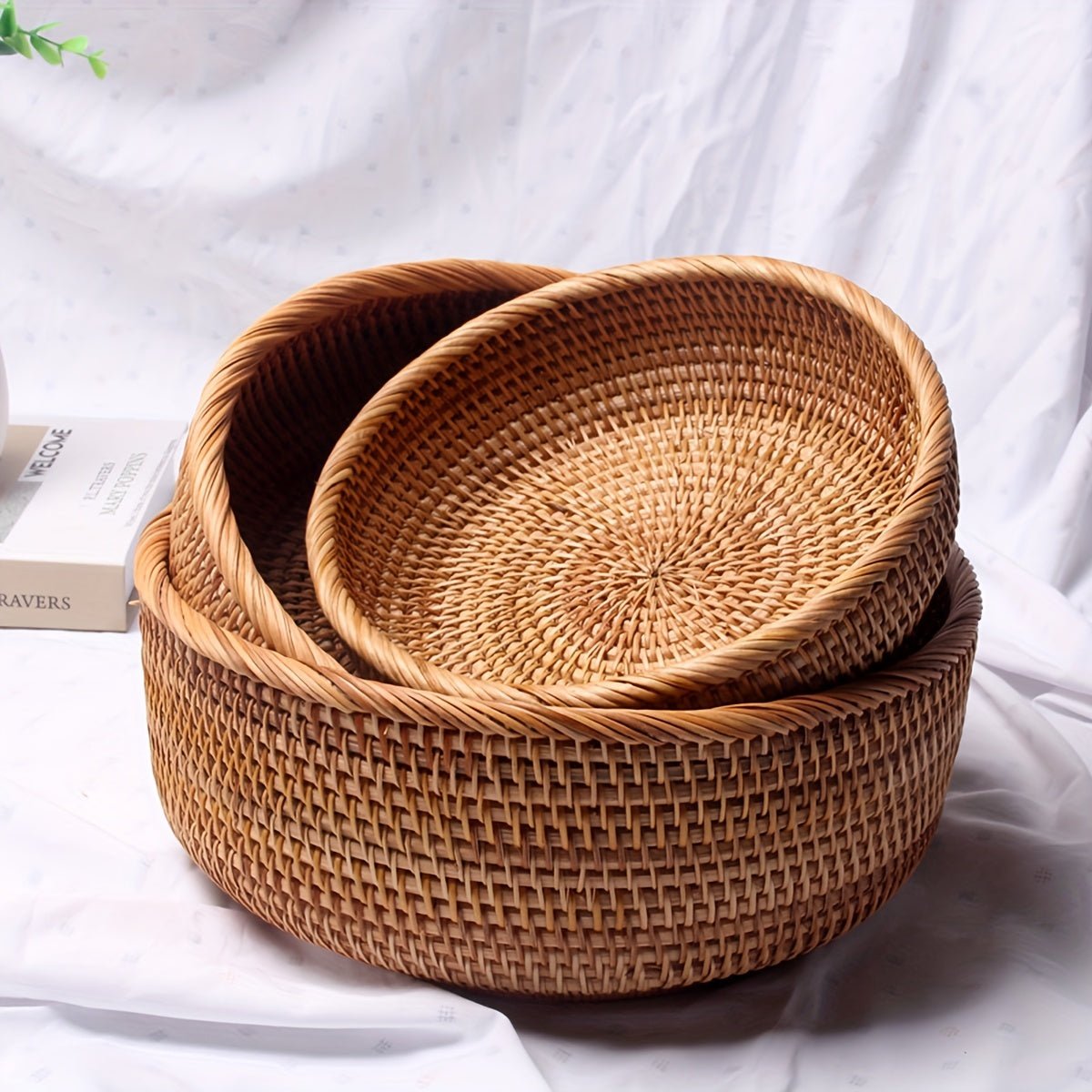 Set of 1 or 3 Rattan Decorative Woven Baskets - mosswell.us