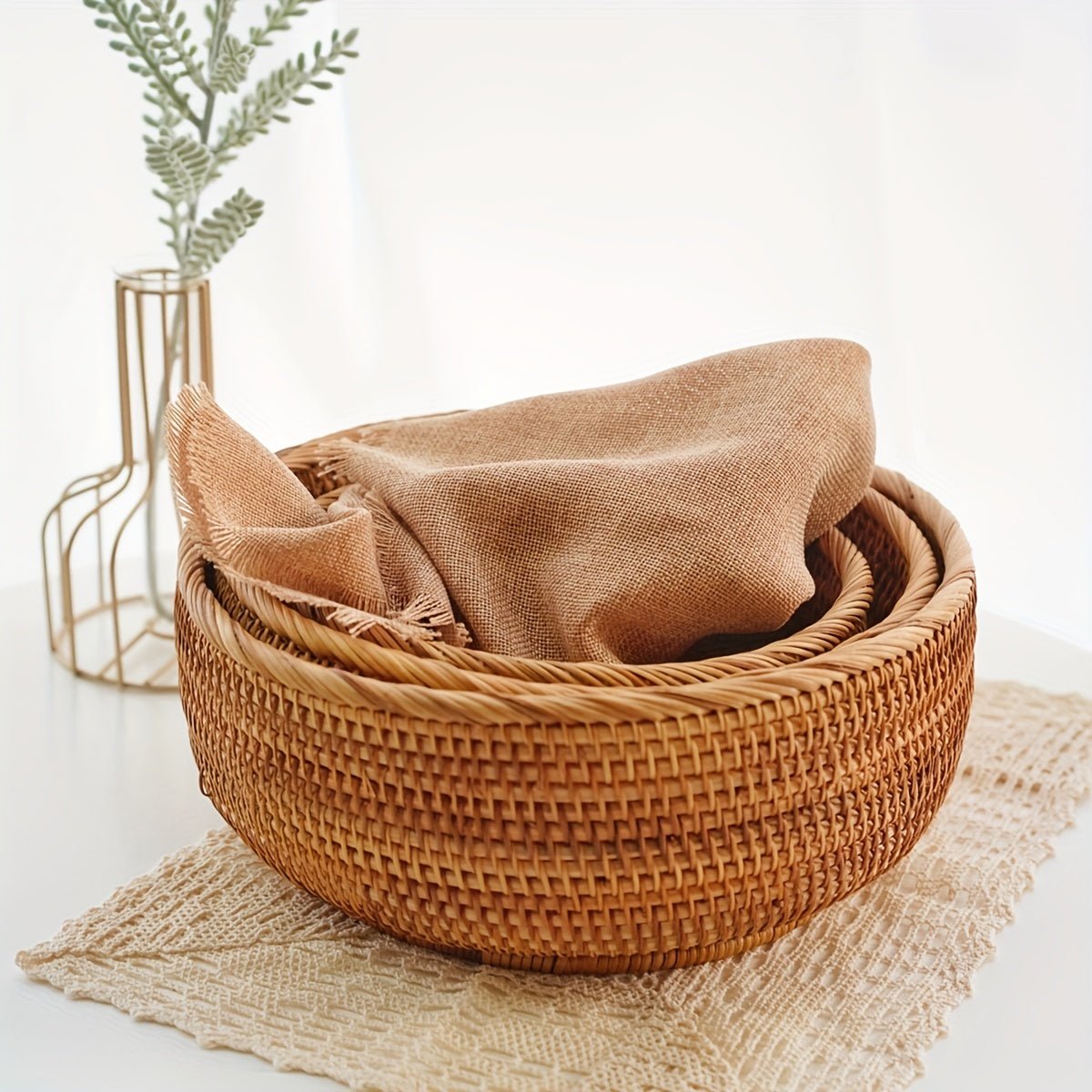Set of 1 or 3 Rattan Decorative Woven Baskets - mosswell.us