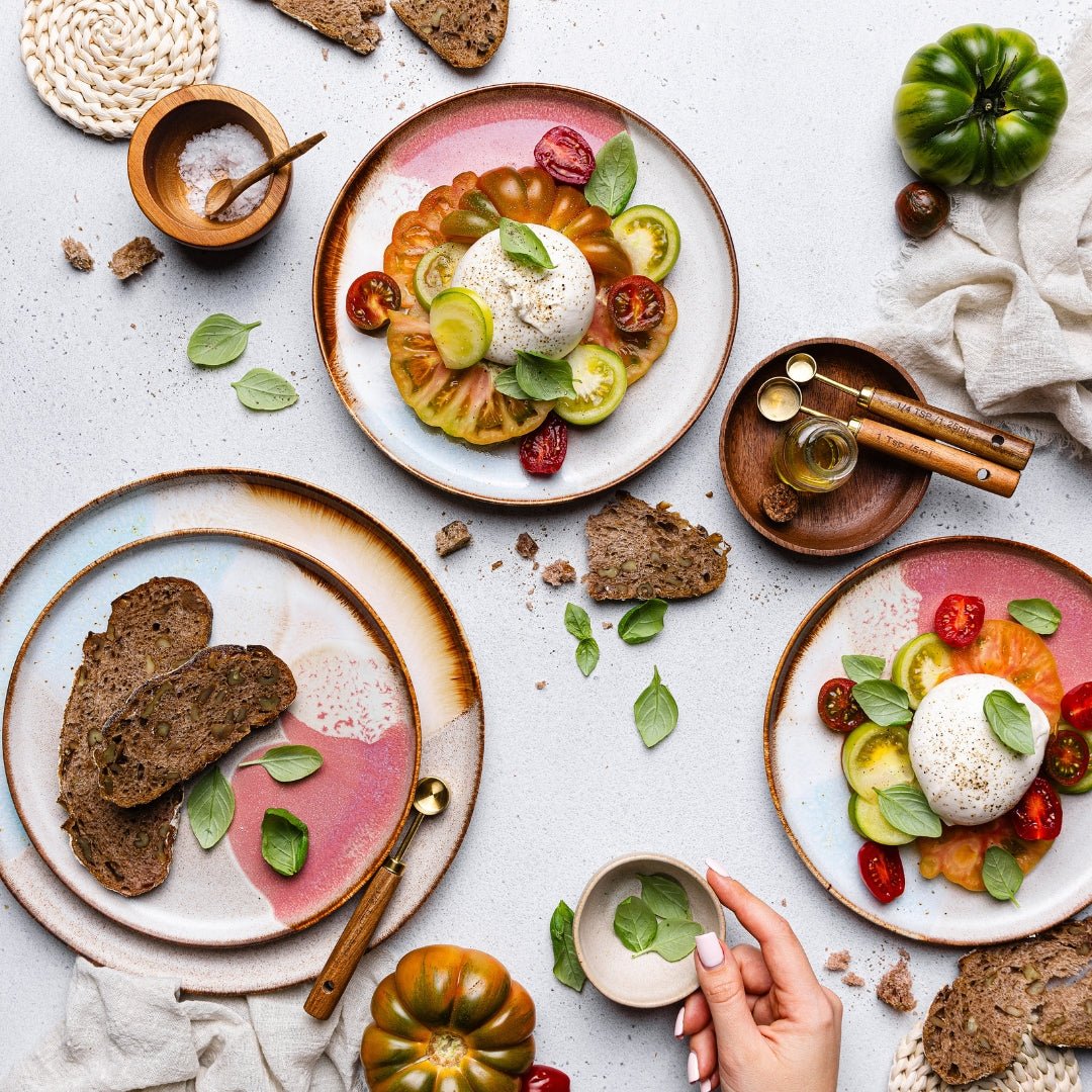 Set of 12 stoneware ceramic Dinnerware — Melting Ice Cream Collection - mosswell.us