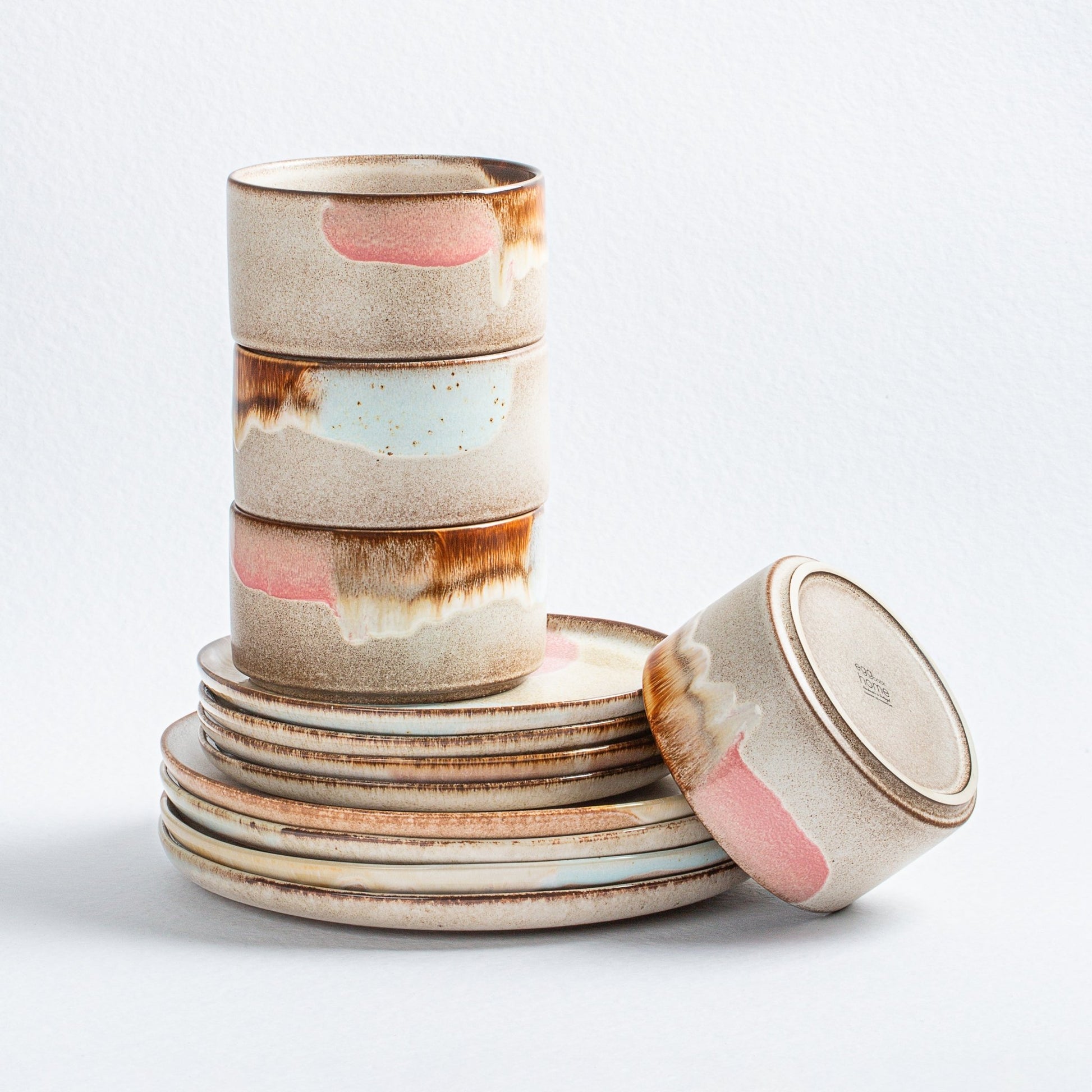 Set of 12 stoneware ceramic Dinnerware — Melting Ice Cream Collection - mosswell.us