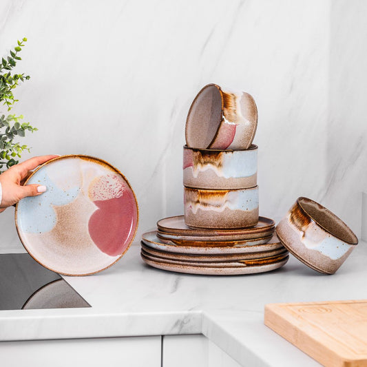 Set of 12 stoneware ceramic Dinnerware — Melting Ice Cream Collection - mosswell.us