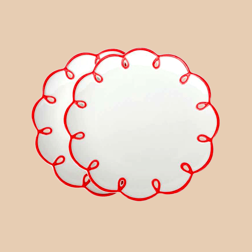 Set of 2 Cloud Ceramic Dinner Plates - Cute Whimsical Eclectic - mosswell.us