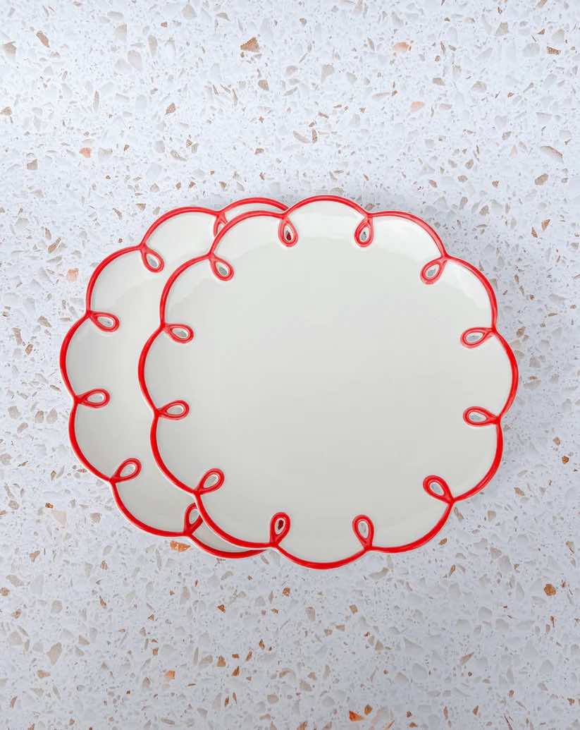 Set of 2 Cloud Ceramic Dinner Plates - Cute Whimsical Eclectic - mosswell.us