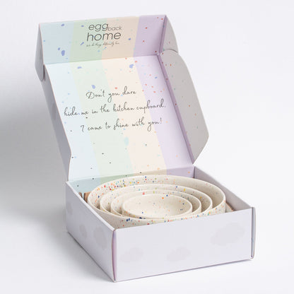 Set of 4 White Big Bowls stoneware ceramic — Party Collection - mosswell.us