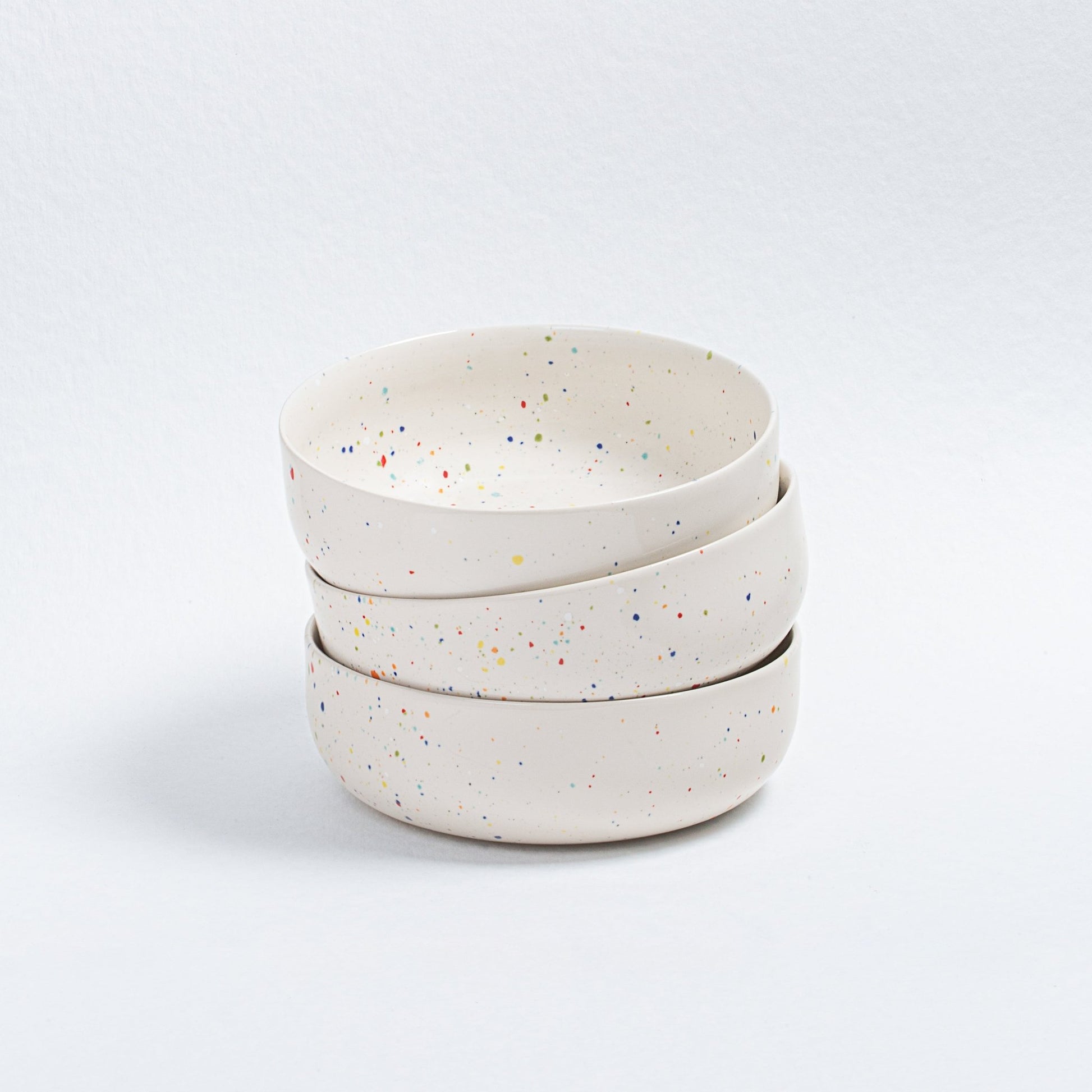 Set of 4 White Big Bowls stoneware ceramic — Party Collection - mosswell.us