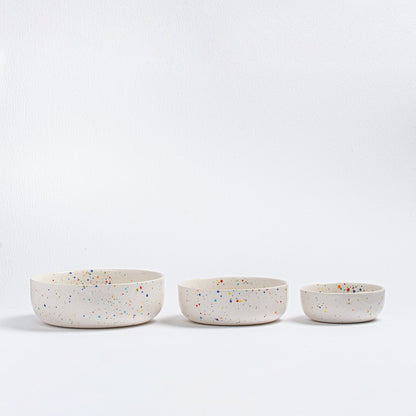 Set of 4 White Big Bowls stoneware ceramic — Party Collection - mosswell.us