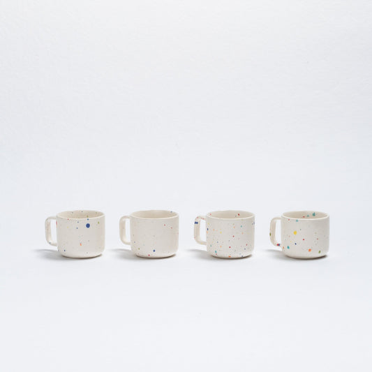 Set of 4 White Espresso Mugs stoneware ceramic — Breeze Party Out - mosswell.us