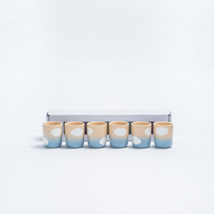 Set of 6 Espresso Cups stoneware ceramic — Cloud Peach Sky Collection - mosswell.us
