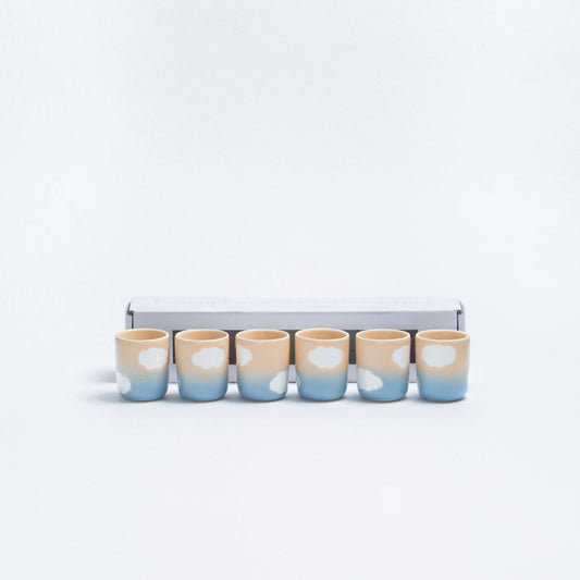 Set of 6 Espresso Cups stoneware ceramic — Cloud Peach Sky Collection - mosswell.us