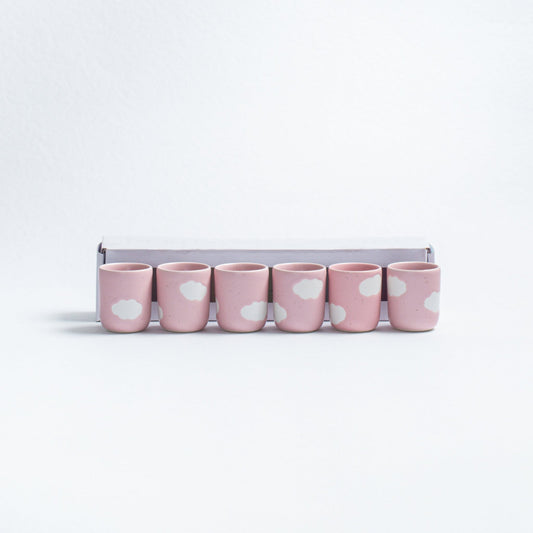 Set of 6 Espresso Cups stoneware ceramic — Pink Cloud Collection - mosswell.us