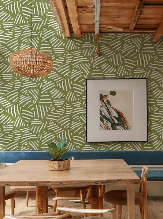 Simple Stripes Wallpaper, olive green - mosswell.us