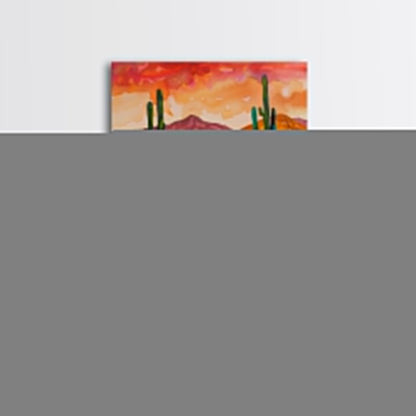 Southwest Desert Landscape with Cacti and Flowers, Colorful Wall Art for Living Room or Bedroom, Framed Canvas Print - mosswell.us